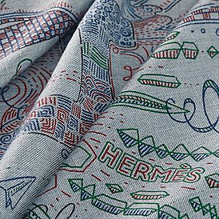 Please Hold The Line scarf 100 - Blue | Hermès Saudi Arabia